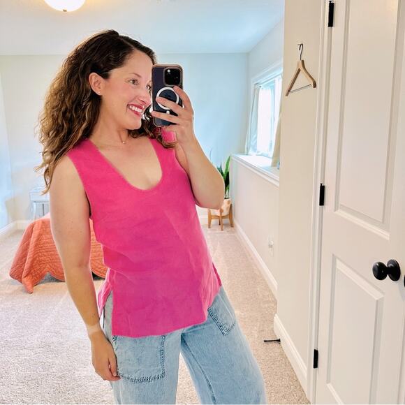 Rachel Comey Linen Pink Scoop Neck Tank 4 Small - Picture 1 of 16